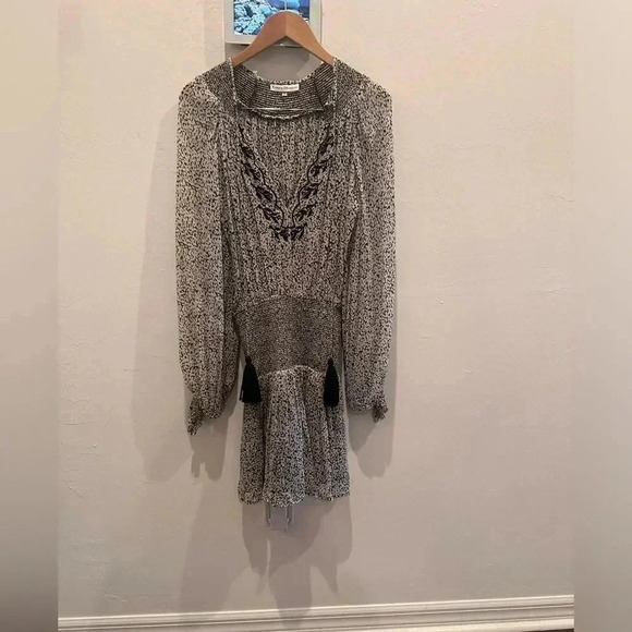 Karina Grimaldi Vintage Print Mini‎ Dress in Gray XS - Picture 3 of 8